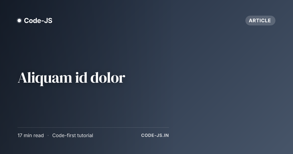 Aliquam id dolor