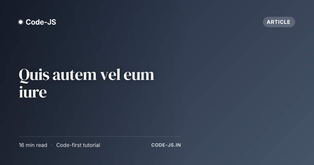 Quis autem vel eum iure